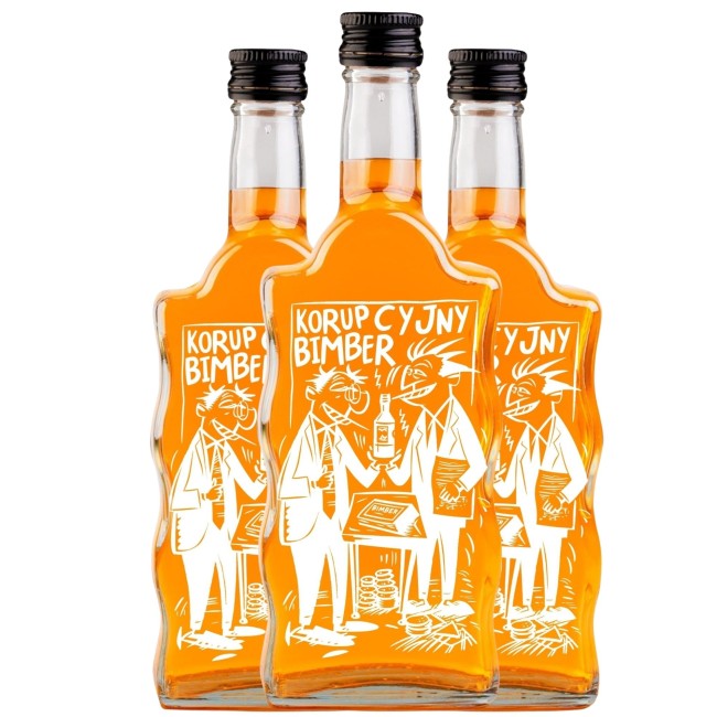 Butelka szklana monopolowa Fala 500 z nadrukiem BIMBER KORUPCYJNY (8).jpg