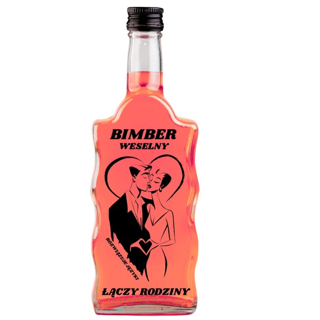 Weselna butelka szklana 500 ml z nadrukiem Łączy Rodziny