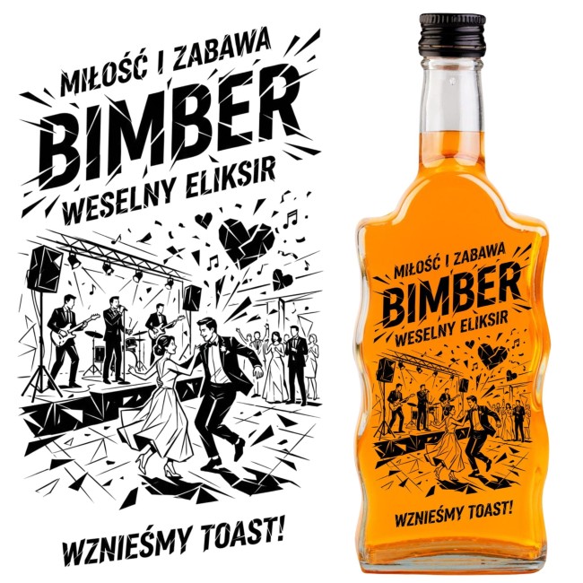 Szkło z napisem o weselnym eliksirze