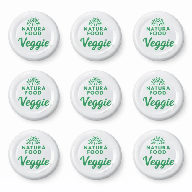 Dziesięć białych zakrętek 43 mm Veggie