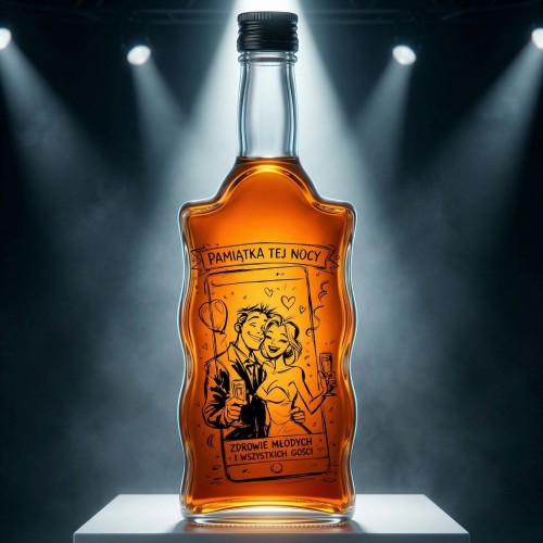 Weselna butelka 500 ml wypełniona nalewką