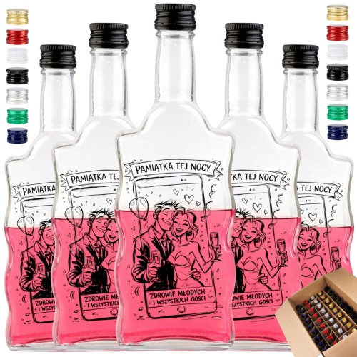 Butelki ozdobne 500 ml na wesele w komplecie
