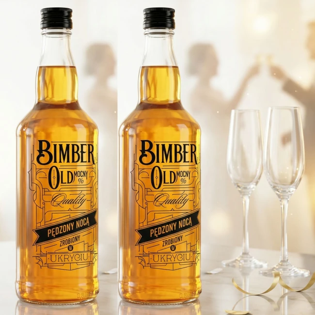 Dwie butelki bimbrownicze z nadrukiem 500 ml