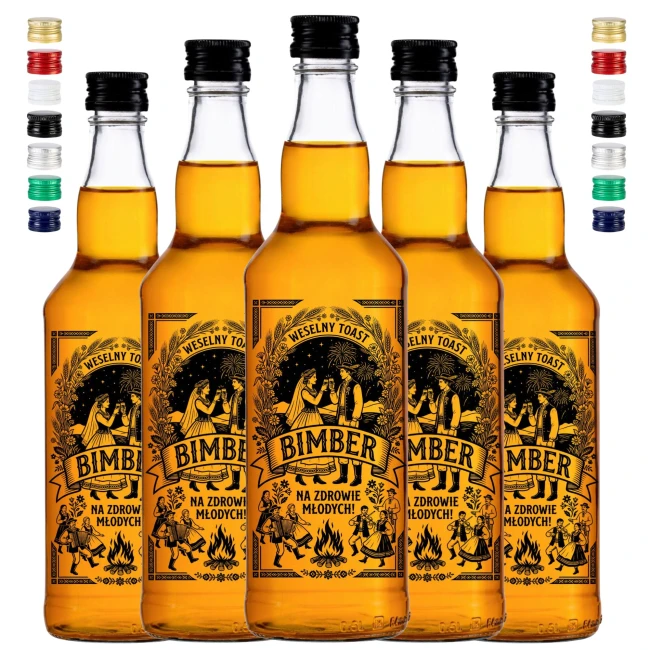 Butelki 500 ml na bimber dla gości weselnych