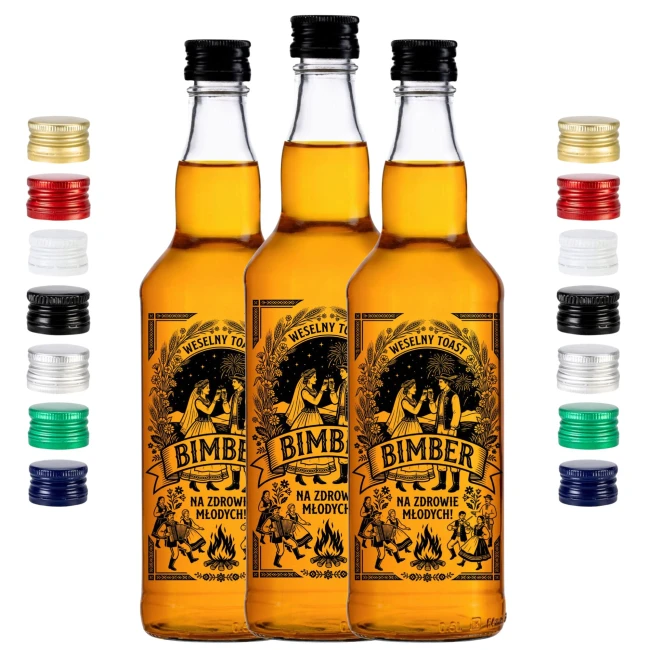 Zestaw butelek 500 ml na wesele w stylu wiejskim