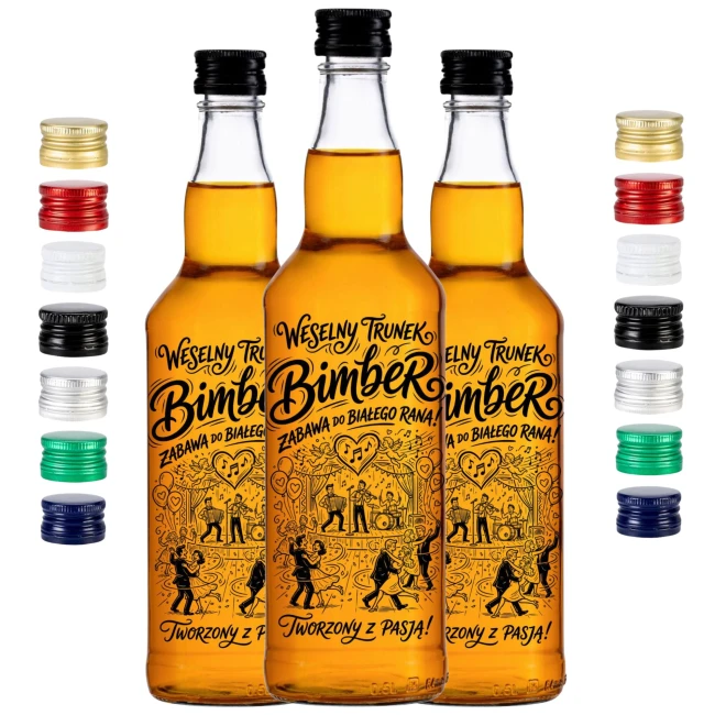 Eleganckie butelki 500 ml na wesele w komplecie