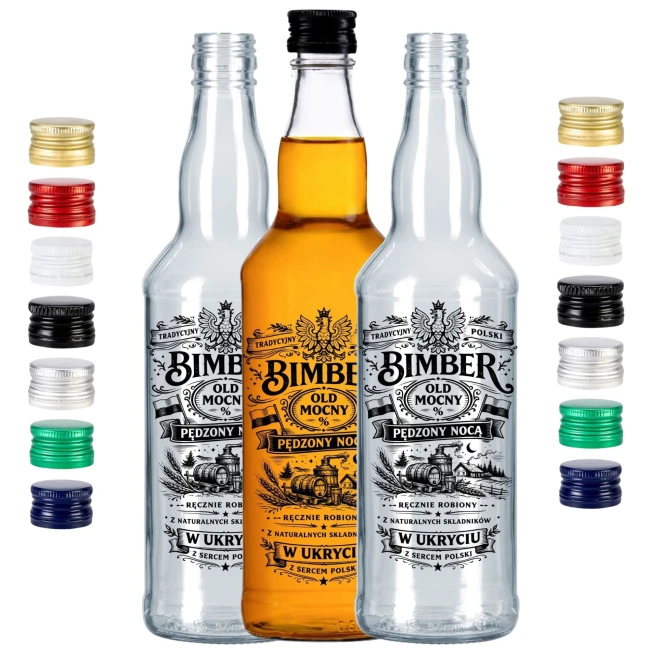 Butelki monopolowe 500 ml Bimber Old w zestawie
