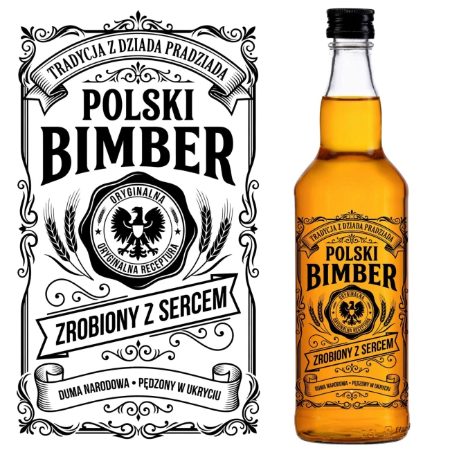 Butelka 500 ml z ozdobną etykietą weselną