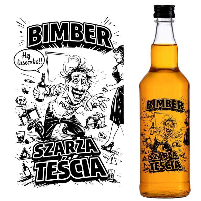Butelka monopolowa 500 ml z etykietą na bimber