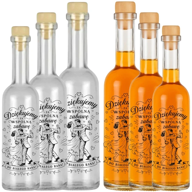 Zestaw 10 buteleczek 100 ml dla gości na wesele