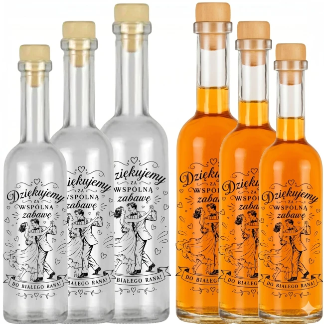 Szklane butelki 100 ml z zakrętką dla gości