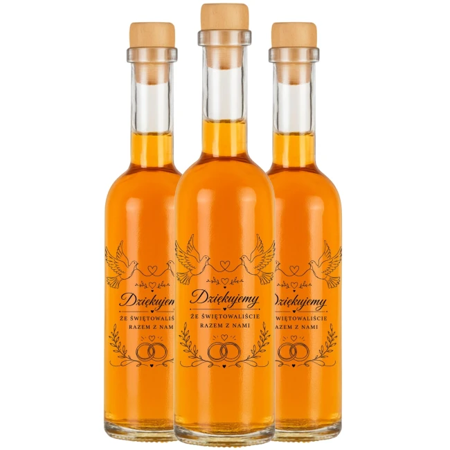 Buteleczki na prezent ślubny 100 ml w zestawie