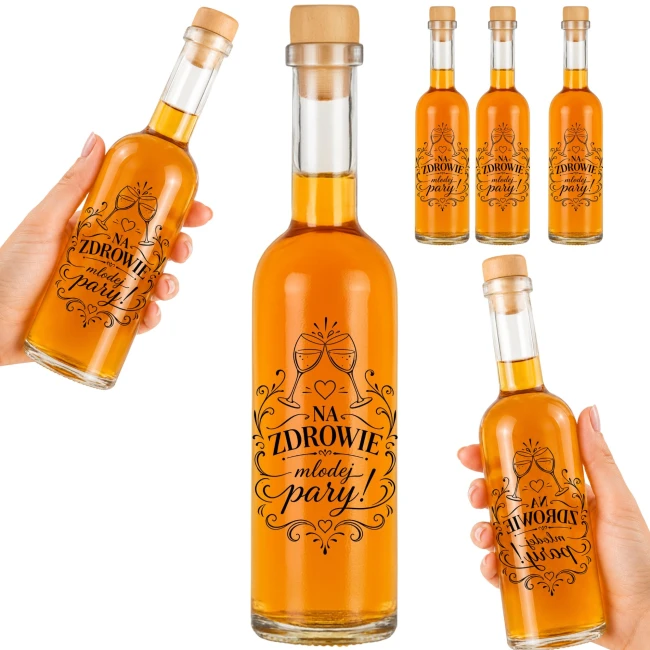 50x butelki ozdobne 100 ml z nadrukiem TOAST