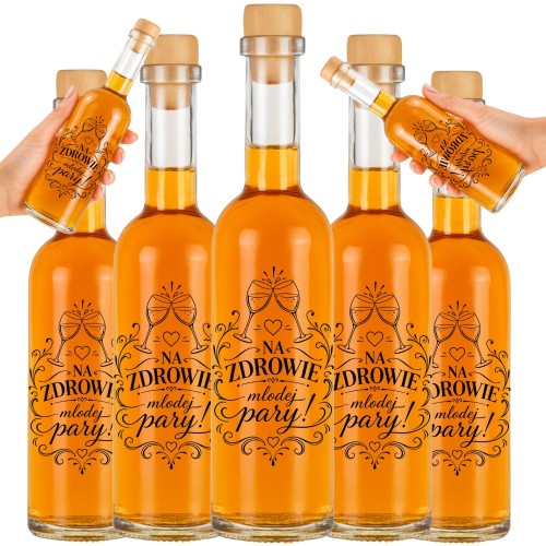100x butelki weselne 100 ml Młoda Para TOAST