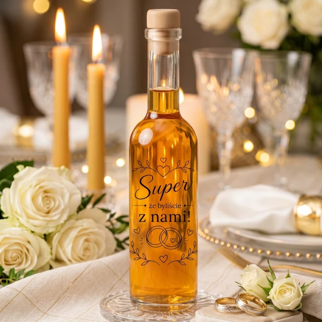 Buteleczki 100 ml przygotowane na przyjęcie weselne
