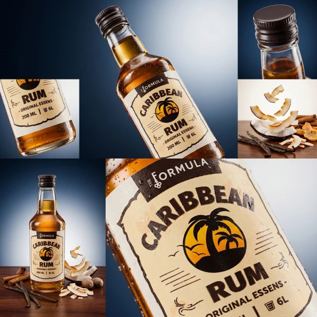 Zaprawka rumowa 200 ml obok butelki z alkoholem