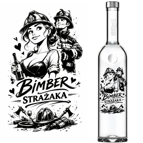 Butelka 500 ml FUTURA GPI z czarnym nadrukiem BIMBER STRAŻAKA
