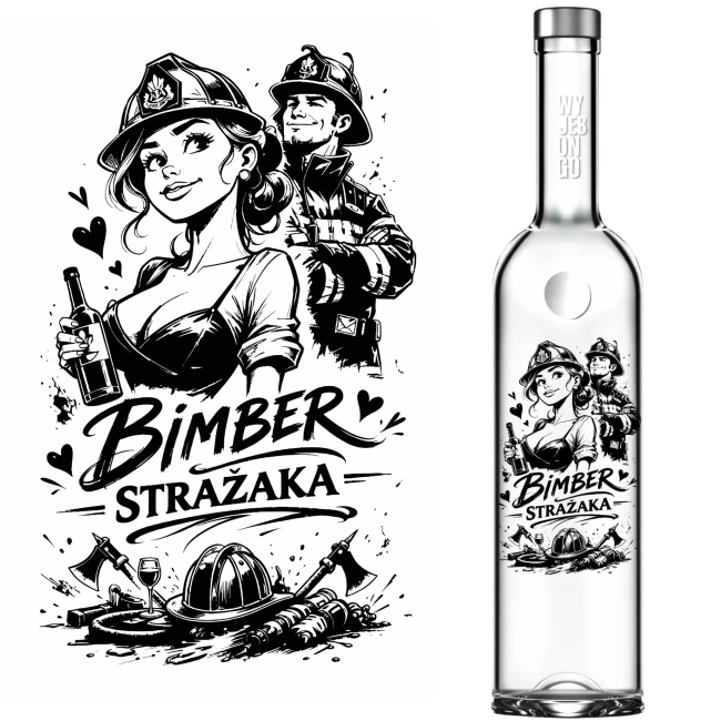 Butelka 500 ml FUTURA GPI z czarnym nadrukiem BIMBER STRAŻAKA