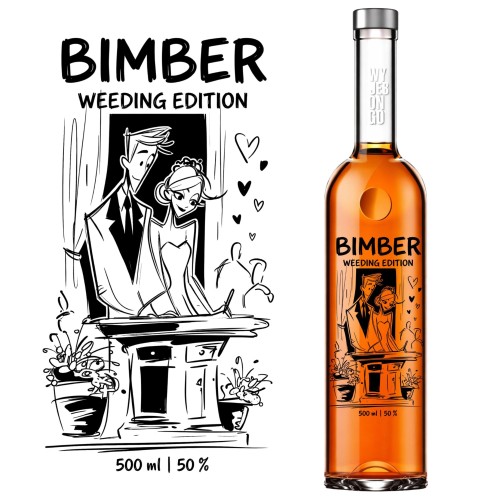 Zestaw butelek monopolowych 500ml FUTURA z weselnym sitodrukiem ceramicznym Wedding Edition na swojski bimber.