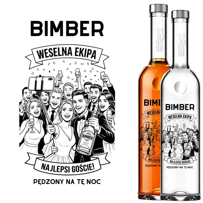 Szklane flaszki z bezbarwnego szkła 500ml model Futura GPI z gotowym nadrukiem imprezowym jako alternatywa dla etykiet.
