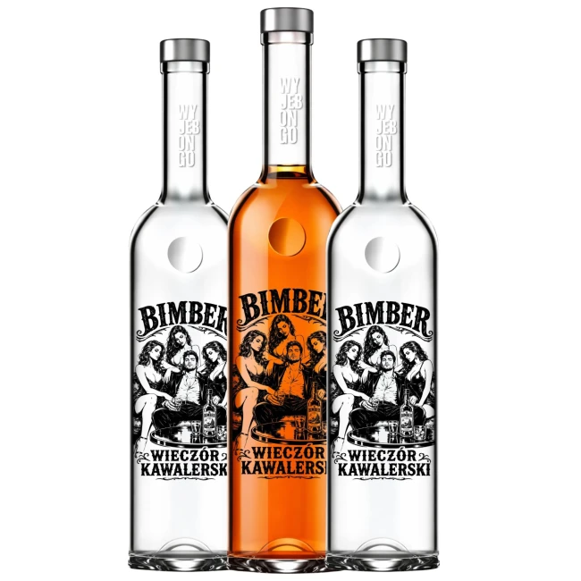 Butelka 500 ml na bimber z nadrukiem kawalerskim