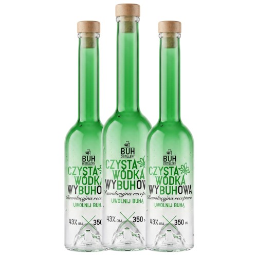 5x szklane butelki 350 ml BUH CZYSTA WYBUHOWA z korkami