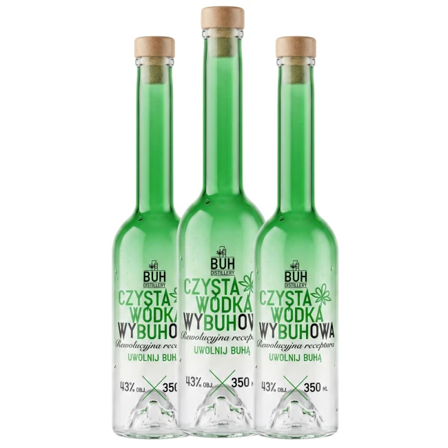 5x szklane butelki 350 ml BUH CZYSTA WYBUHOWA z korkami