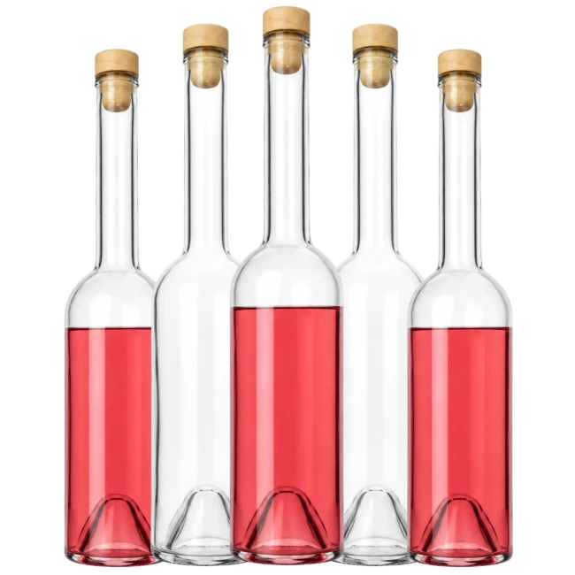 Smukła butelka szklana 500 ml na likier i nalewkę, korek w zestawie
