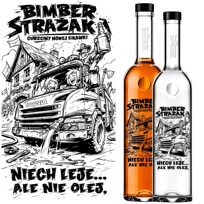 Butelki FUTURA 500 ml Strażak – Chrzciny nowej sikawki