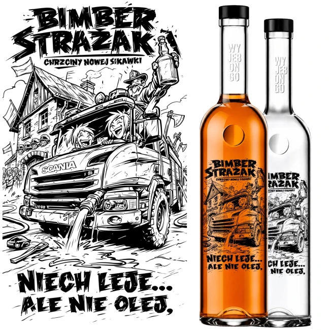 Nadruk Strażak na szkle na bimber FUTURA 500 ml