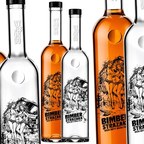 Butelki monopolowe 500 ml FUTURA z czarną zakrętką – Strażak