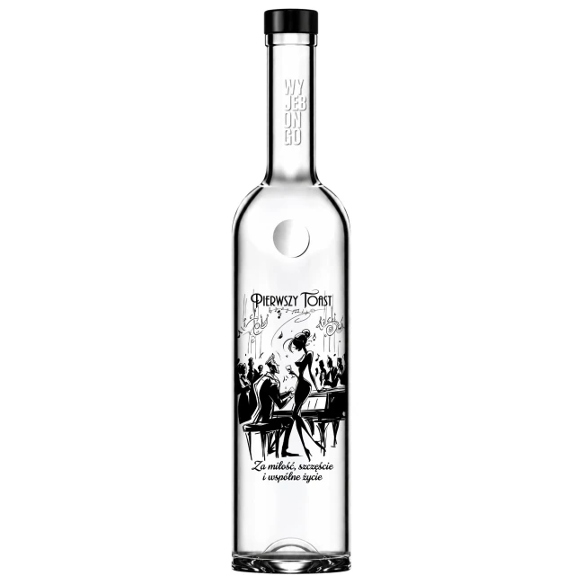Sitodruk Pierwszy Toast na butelce weselnej FUTURA 500 ml