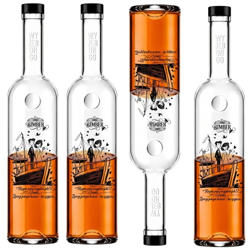 Butelki weselne FUTURA 500 ml z nadrukiem Razem przez wszystkie fale – zestaw