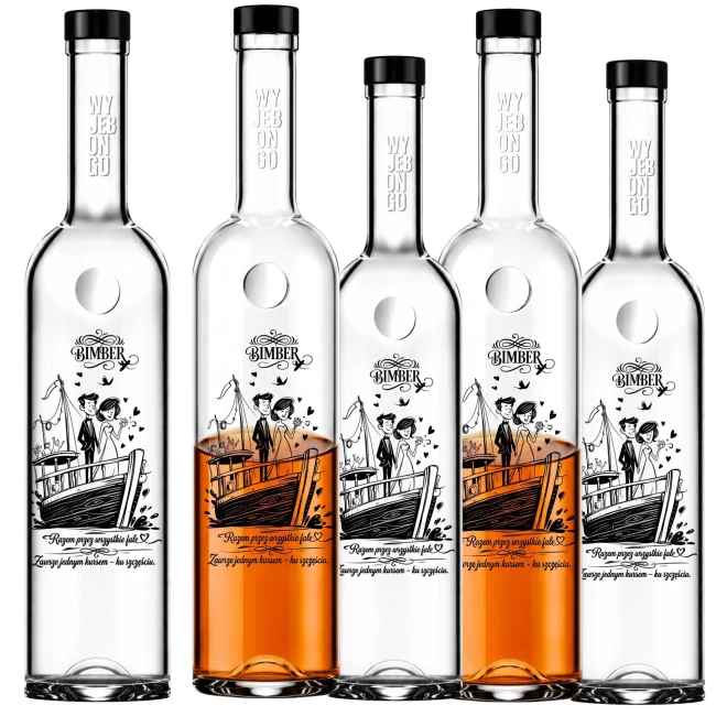 Butelki monopolowe 500 ml FUTURA na alkohol domowy – wzór Fale