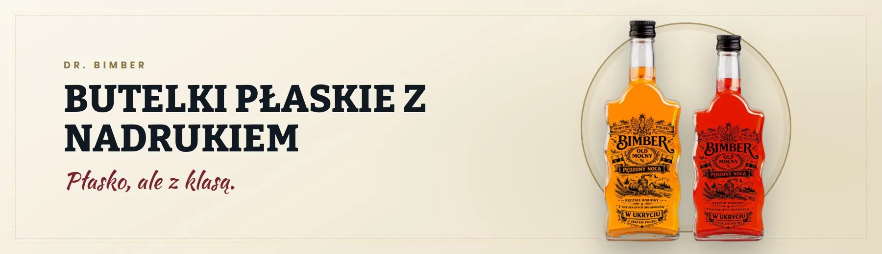 Butelki płaskie z nadrukiem – Dr. Bimber