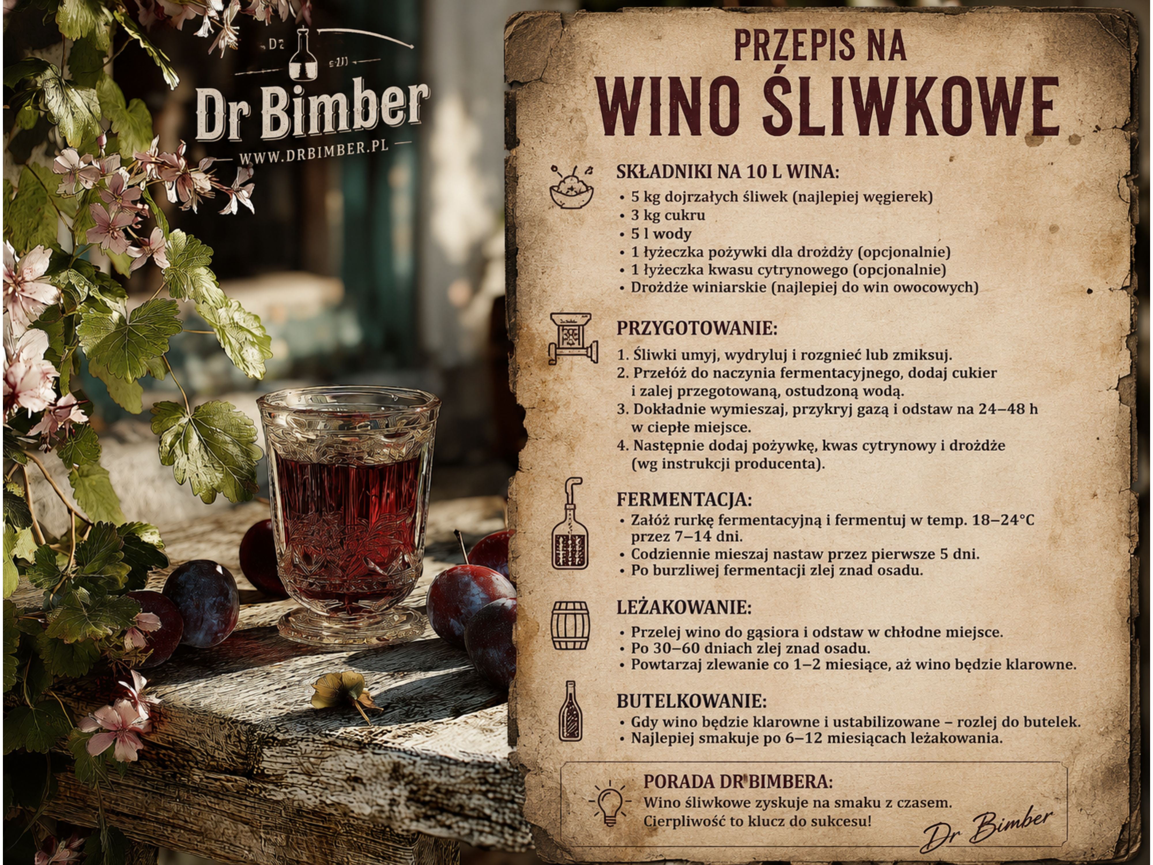 Przepis na wino śliwkowe – jak uzyskać głęboki aromat i w co je rozlać?